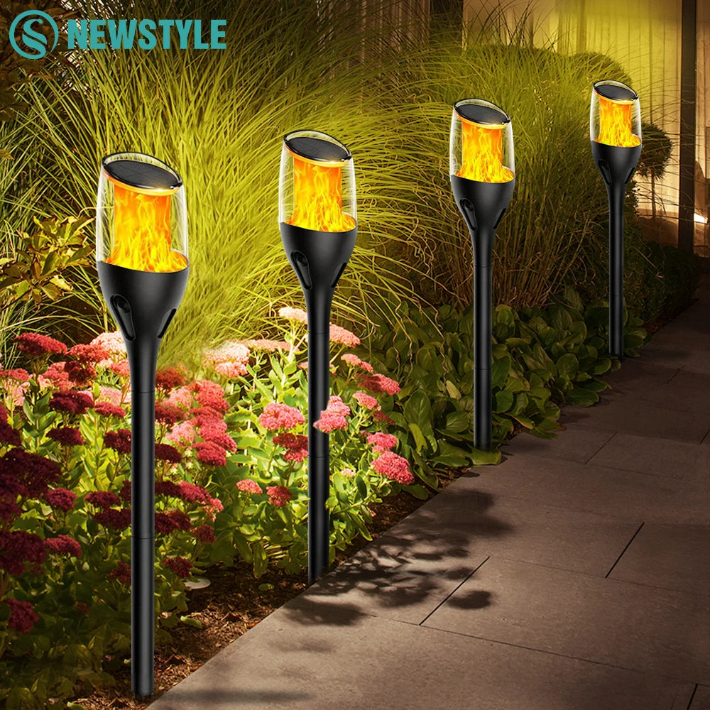 Solar Flame Torch Lights Flickering Flame Solar Garden Lights Outdoor Waterproof IP65 Landscape Lights for Yard Lawn Path Decor