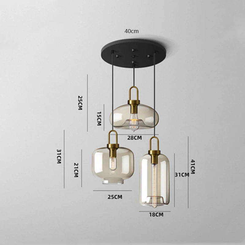 Nordic Glass Pendant Light Modern loft hanging lustre industrial decor Lights Fixtures E27/E26 for Kitchen Restaurant Lamp