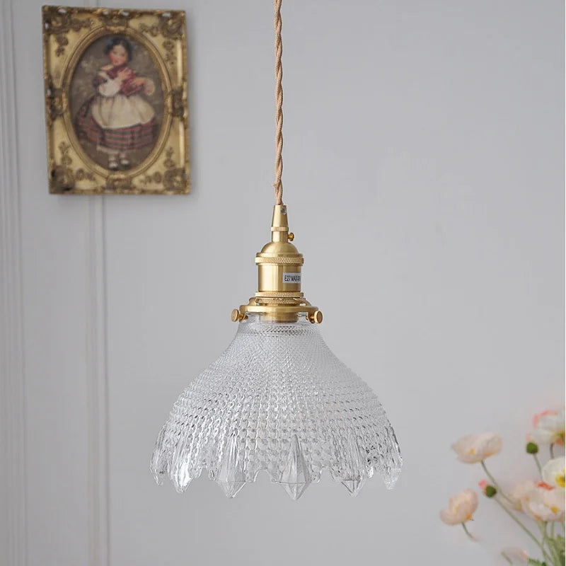 Modern Clear Glass LED Pendant Lights Aisle Living Room Study Kitchen Light Brass Knob Switch Hanging Lamps Lampara Madera