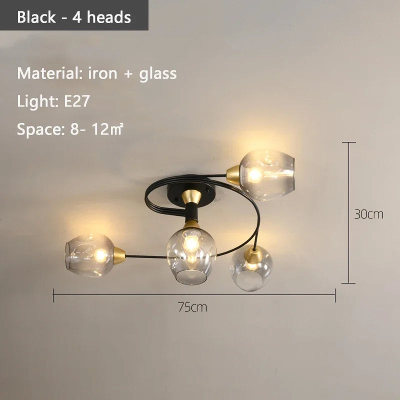 Nordic Minimalist LED Ceiling Light Modern Molecular Glass Lamp Living Room Dining Kitchen Bedroom Lighting Fixtures