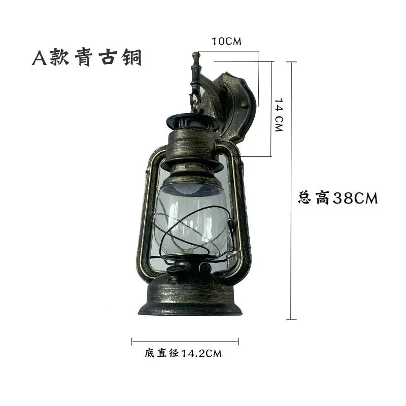 Chinese Restaurant Corridor Wall Lamp Old Style Kerosene Retro Horse Lamp Iron Art European Style Antique Decorative Lamp