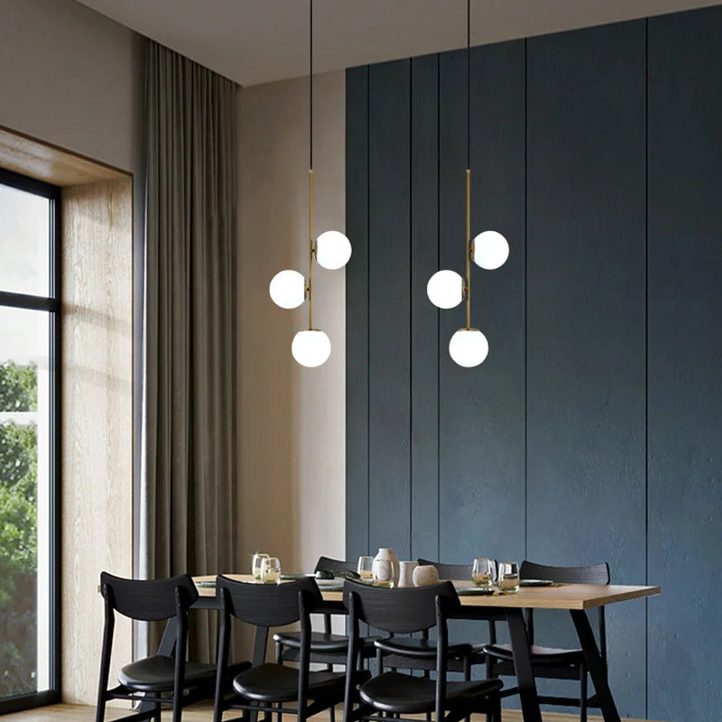 Nordic Modern Led Chandelier Pendant Lights For Bedroom Glass Ball Lampshade Dining Room Restaurant Bar Decorate Hanging Lamp