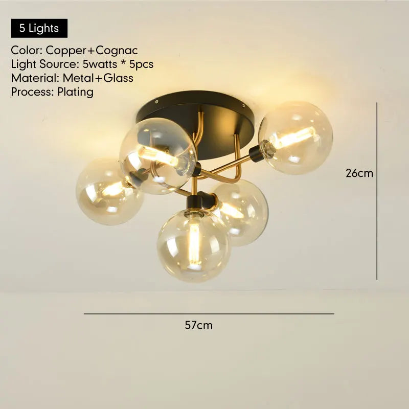 LED Glass Ceiling Light for Entrance Aisle Dining Room Bedroom Kitchen Home Decoration Lighting Fixture Clear Cognac Gray