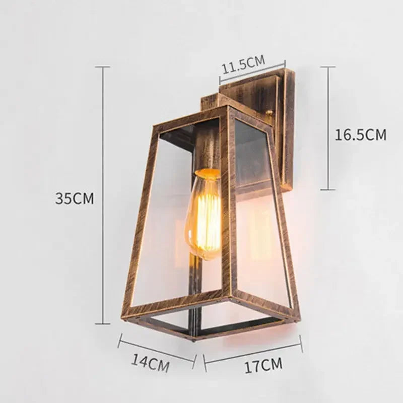 Retro Iron Wall Light Outdoor Waterproof Acrylic Shade Porch Lamp E27 85-265V DC Wiring Wall Lamp Outdoor Lampara Exterior Pared