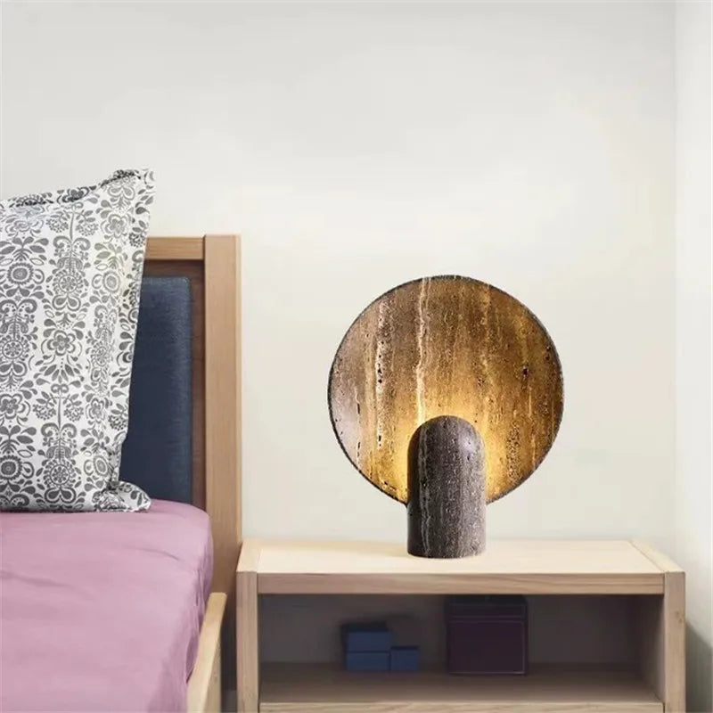 Creative Cave Stone Table Lamp living room brown wabi sabi resin lighting  minimalist luxury desk lamp bedroom beside lamp