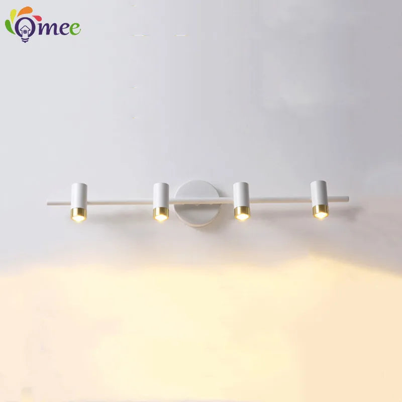 OMEE Modern LED Front Mirror Light Black or White Bathroom Makeup Wall Lamps Vanity Toilet Wall Mounted sconces Lighting Home