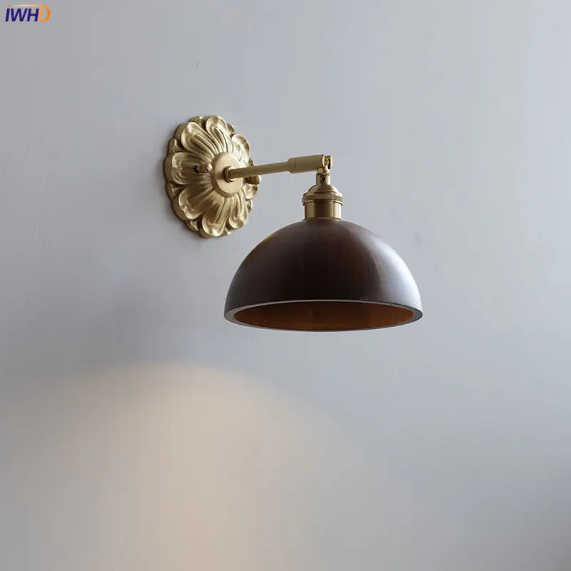 Walnut Wooden LED Interior Wall Light Fixtures For Bedroom Living Room Stair Bar Home Decor Nordic France Beside Lamp