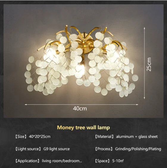 Light luxury crystal living room ceiling chandelier French restaurant modern atmosphere bedroom luxury shop money tree lamp