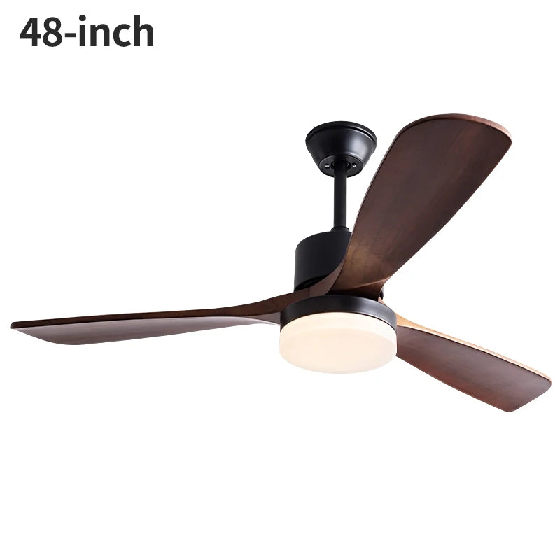 52 Inch Nordic Low floor Solid Wood Ceiling Fan Light Room Decor Fan Light Bedroom Dining Living Room Electric Fan Chandelier