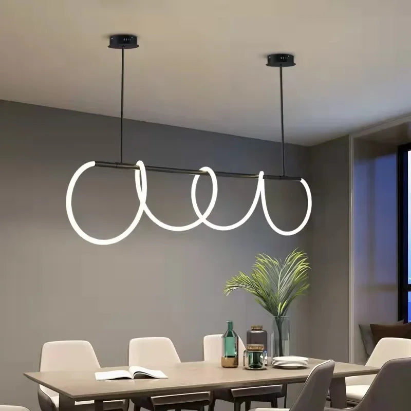 Minimalist Chandelier Living Room Creative Bar Bedroom Line Restaurant Led Light Hanging Lighting DIY Pendant Lamp Home