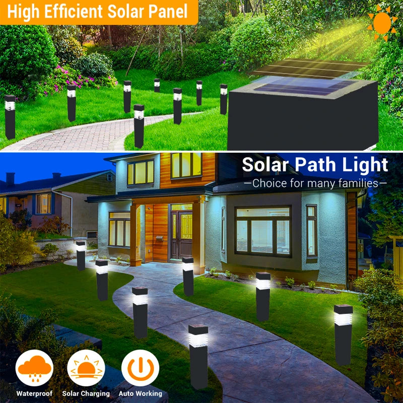 Solar LED Pathway Lights Outdoor Waterproof Garden Decor Lamp For Patio Lawn Balcony Walkway Solar Lantern