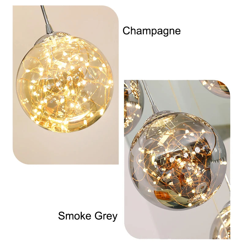 Modern LED Pendant Light Nordic Indoor Lamp Hall Lighting Star Glass Ball Home Living Ceiling Chandelier for Dining Room