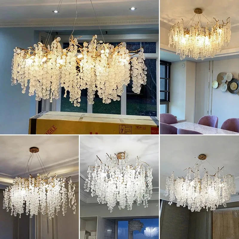 Light luxury crystal living room ceiling chandelier French restaurant modern atmosphere bedroom luxury shop money tree lamp