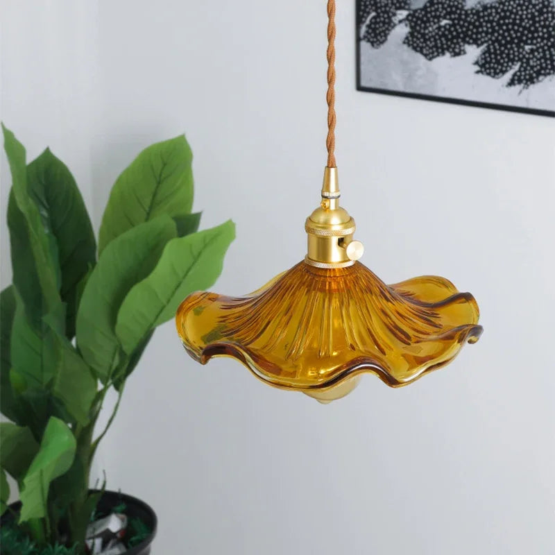 Nordic Copper Glass Pendant Light For Dining Room Bedroom Bedside Kitchen Island Hanging Lamp Indoor Decor Lighting Chandelier