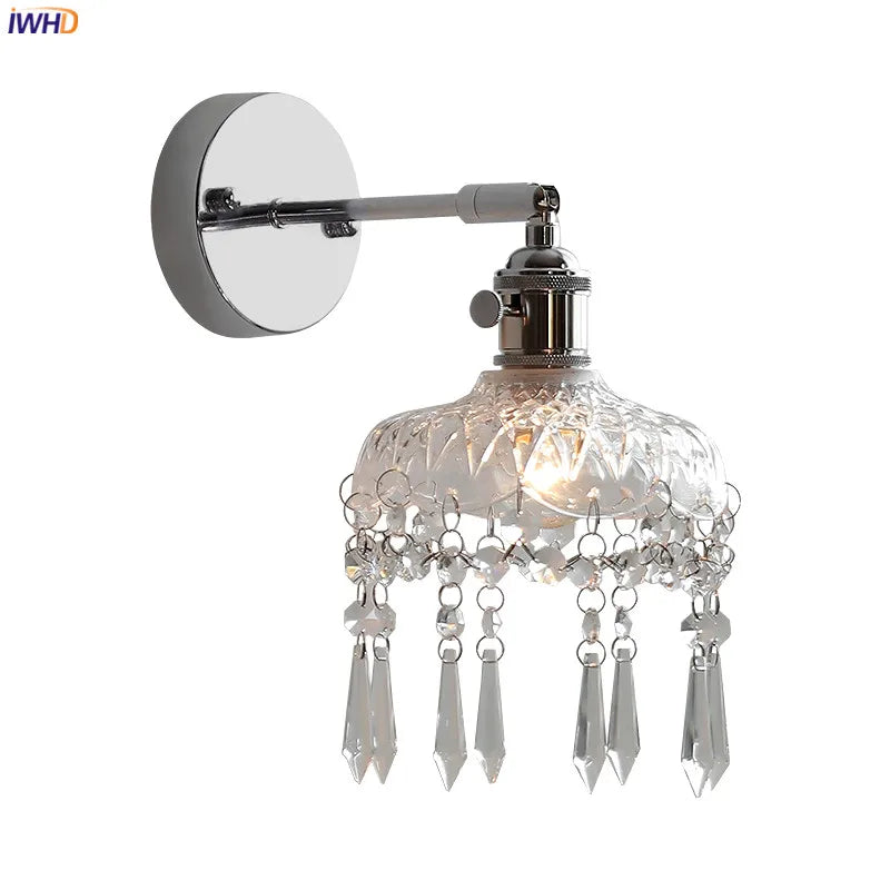 Modern Crystal LED Wall Light Sconce Silver Iron Metal With Socket Bedroom Stair Bar Living Room Beside Lamp Wandlamp