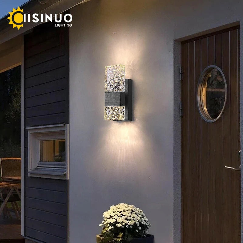 Outdoor Wall Light LED Waterproof Anti Rust Porch Lighting Fixtures Matte Black Light Sensor Wall Sconce Decoration