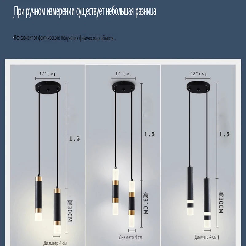 Fumi Modern Kitchen Island Light Fixture LED Black Mini Pendant Light Bedroom Bedside Table Black Gold Small Pendant Lighting