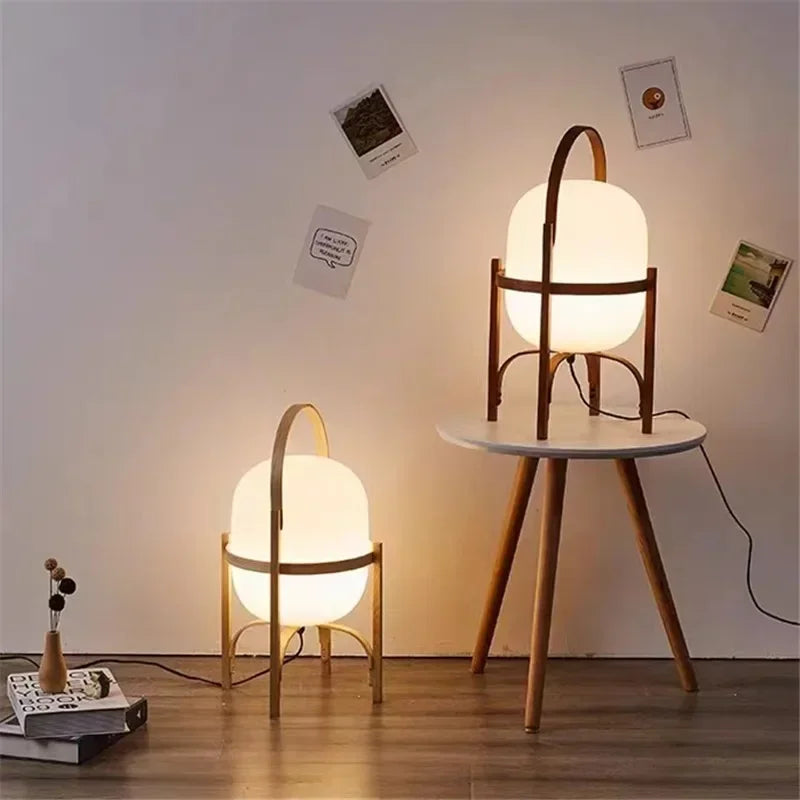 Wood Led Table Lamp Minimalist Glass Lampshade Study Bedroom Bedside Lamp Living Room Reading Home Deco Standing Lamp