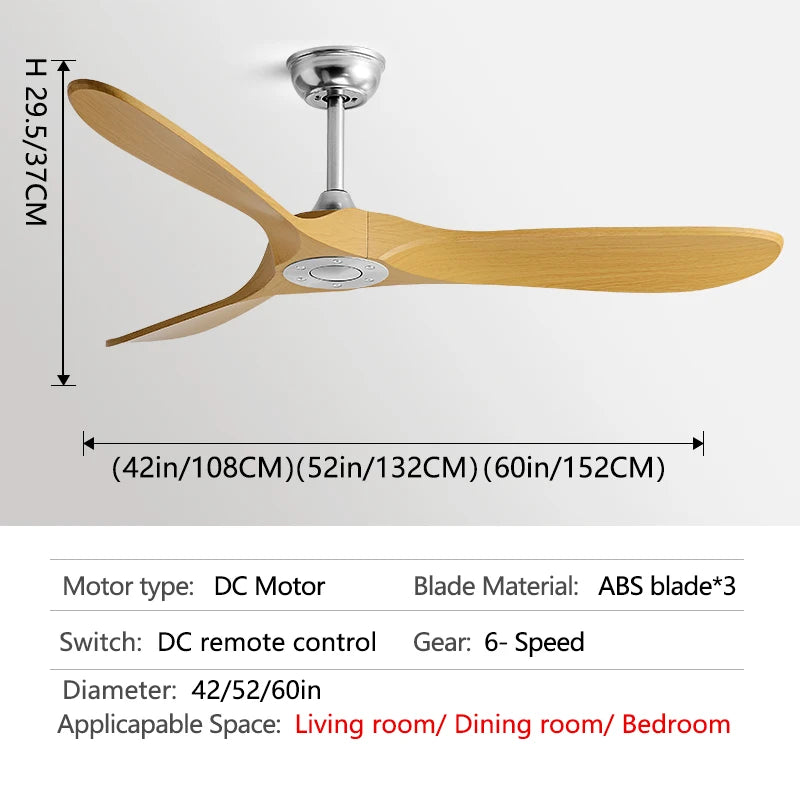 42 52 60 Inch Ceiling Fan Industrial ABS blade No Light Support Remote Control Decorative Blower ABS Retro Large Fans