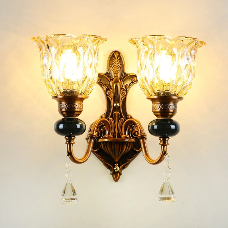 American Vintage Iron Wall Lamp European Retro Candlestick Design Single Head Bedroom Bedside Decoration LED Sconces Light