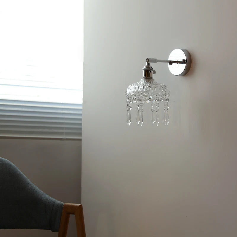 Modern Crystal LED Wall Light Sconce Silver Iron Metal With Socket Bedroom Stair Bar Living Room Beside Lamp Wandlamp