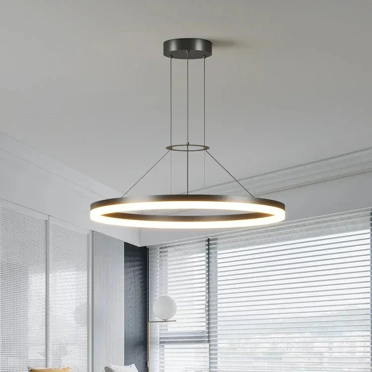 Modern Minimalist Led Pendant Lamp For Living Room Bedroom Dining Kitchen Black Ring Hanging Ceiling Chandelier Lighting Fixture