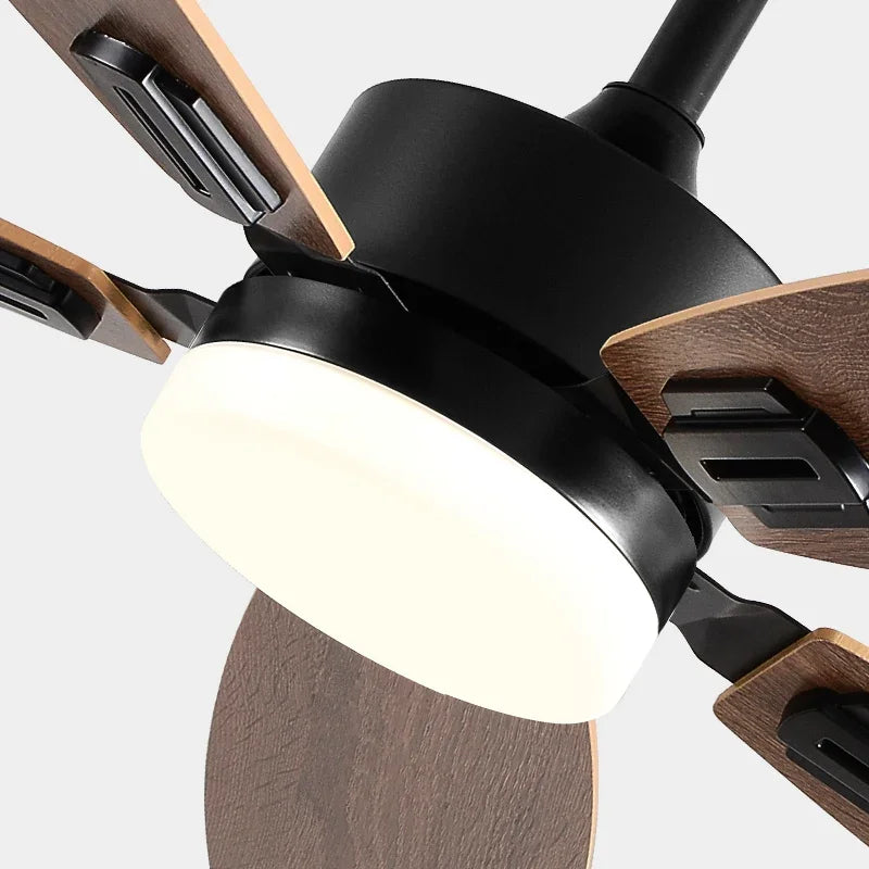 42/52inch 3/5 wood blade DC 35W pure cooper Motor ceiling fan wiht 18W LED Light and Remote Control Restaurant fan