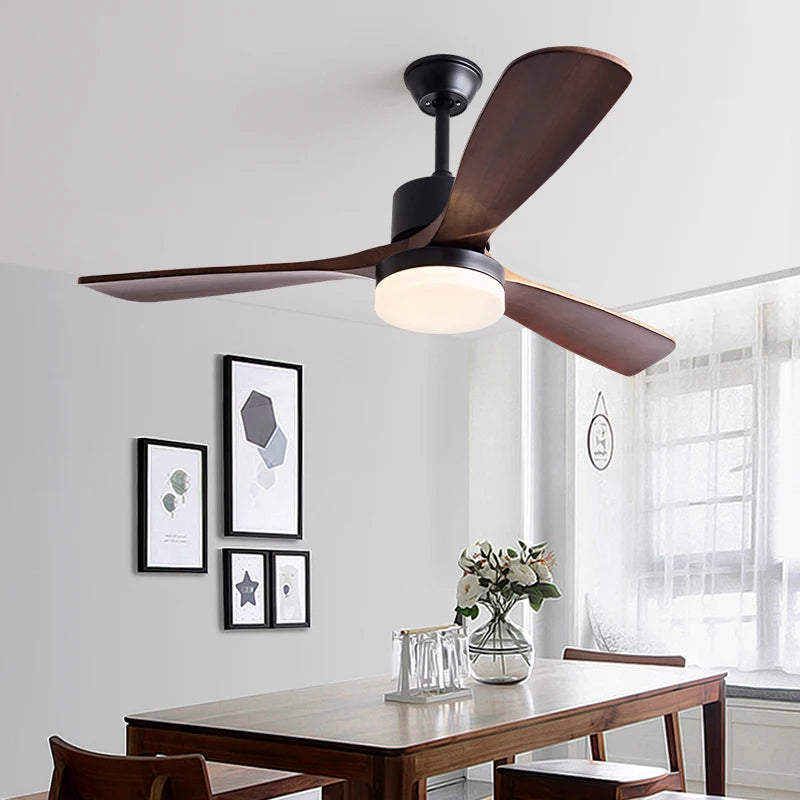 52 Inch Nordic Low floor Solid Wood Ceiling Fan Light Room Decor Fan Light Bedroom Dining Living Room Electric Fan Chandelier