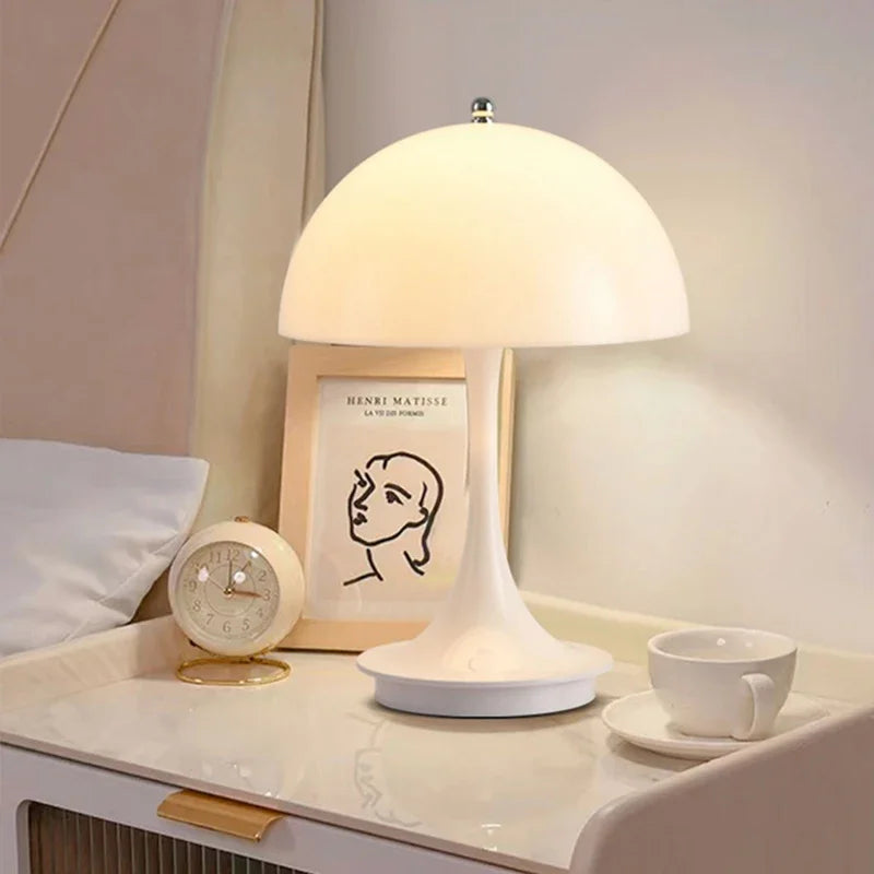 LED Mushroom Small Table Lamp Portable USB Charging Touch Dimmable Indoor Study Bedroom Bedside  Flower Bud LED Desk Lamp