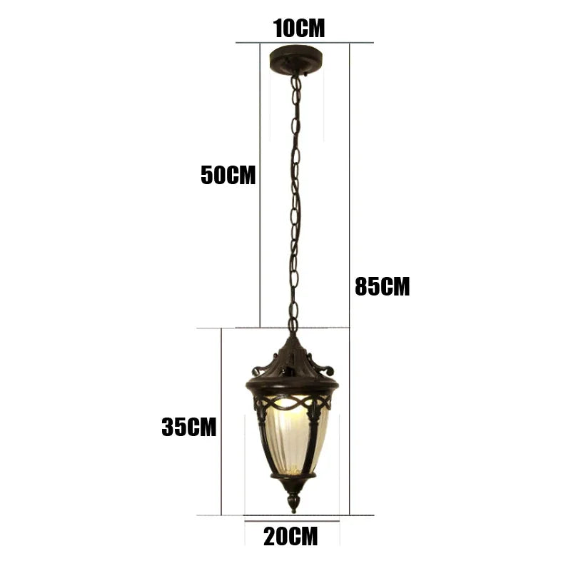 Outdoor chandeliers, porch lamps, painted black metal, hanging lamps suitable for pavilions, courtyards