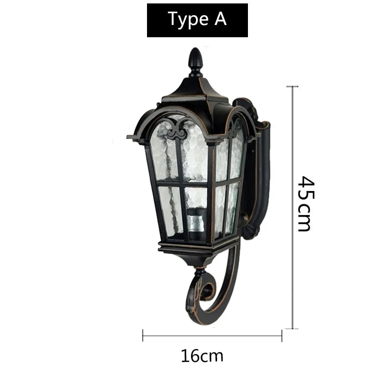 European Waterproof Outdoor Wall Lamp Balcony Garden Gazebo Door Enclosing Wall Villa Aisle Bedroom Vintage Wall Light