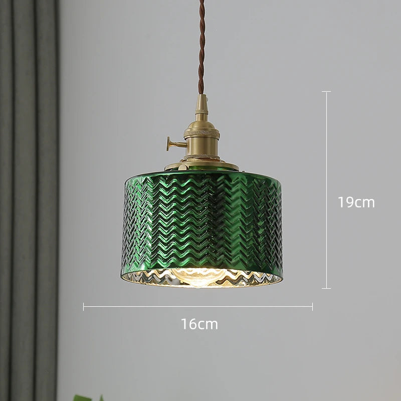 Green Glass LED Pendant Lights Fixtures For Home Indoor Lighting Bedroom Living Room Bar Coffee Hanging Lamp Luminaria