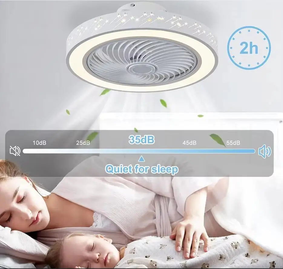 2 in 1 Modern Smart Ceiling Fan with Light Remote Control LED Dimmable 6 Speeds Timer Flush Mount Enclose Ceiling Fans Lamp 72W