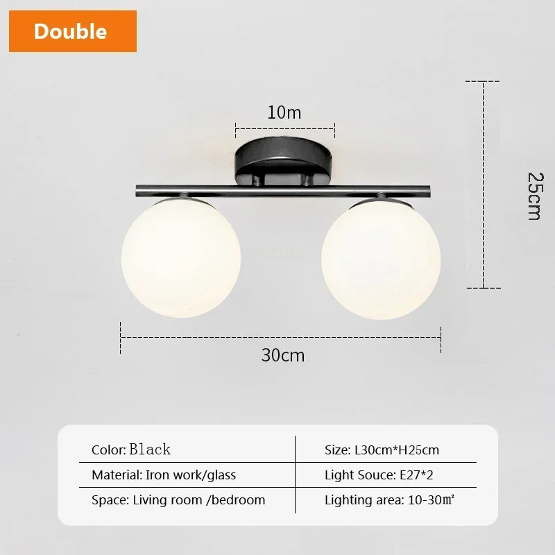 Nordic LED Glass Ceiling Lights White Ball Creative Golden Corridor Lamp Entrance Cloakroom Balcony Bedroom Dining Room Lamps