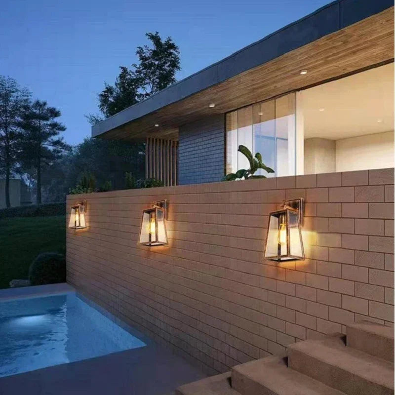 Retro Iron Wall Light Outdoor Waterproof Acrylic Shade Porch Lamp E27 85-265V DC Wiring Wall Lamp Outdoor Lampara Exterior Pared