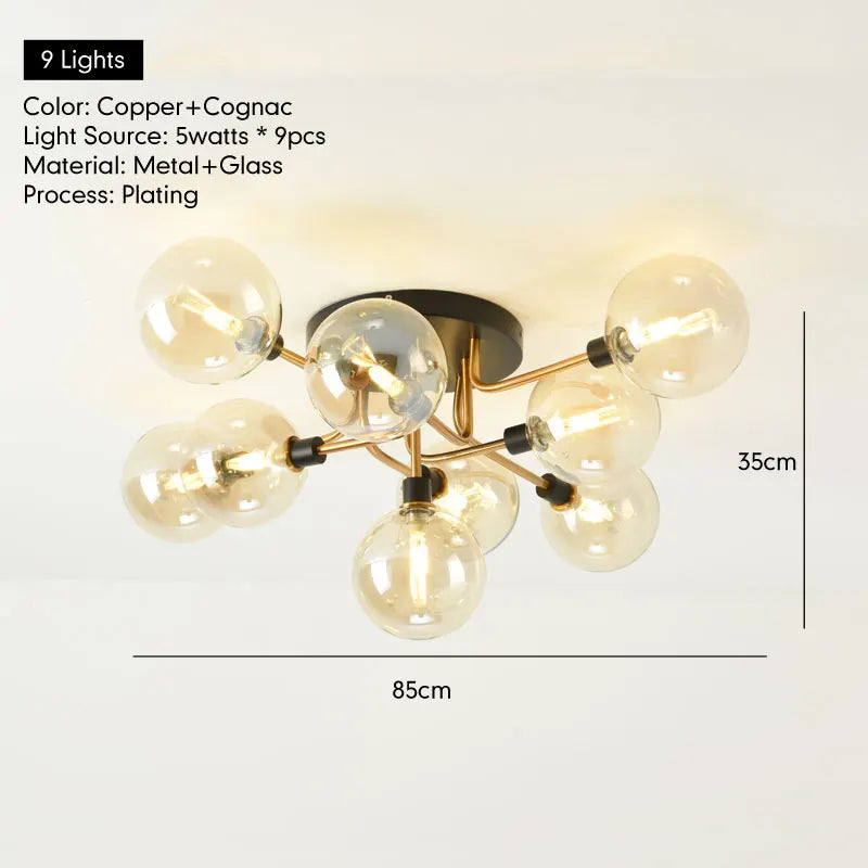 LED Glass Ceiling Light for Entrance Aisle Dining Room Bedroom Kitchen Home Decoration Lighting Fixture Clear Cognac Gray