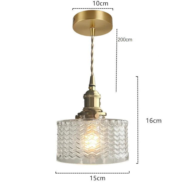 Green Glass LED Hanging Light Fixtures Copper Socket Bedroom Bathroom Living Room Nordic Modern Pendant Lamp Luminaira