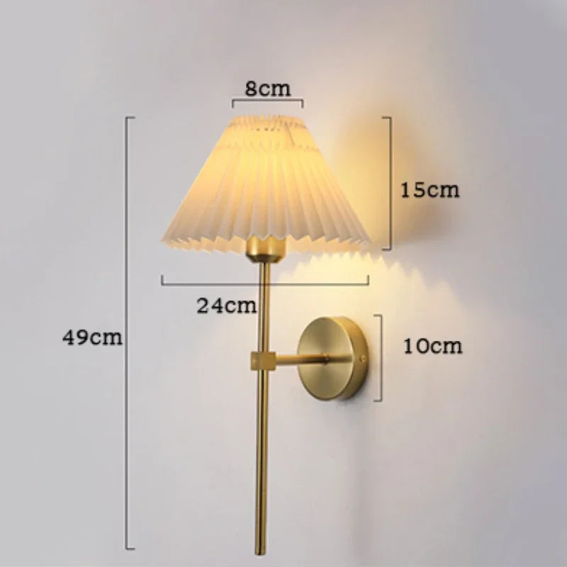 Modern Simple Bedroom Bed Wall Lamp Lamp Room Living Room Background Wall Lamp Hotel Nordic Creative Pleated Fabric Lighting