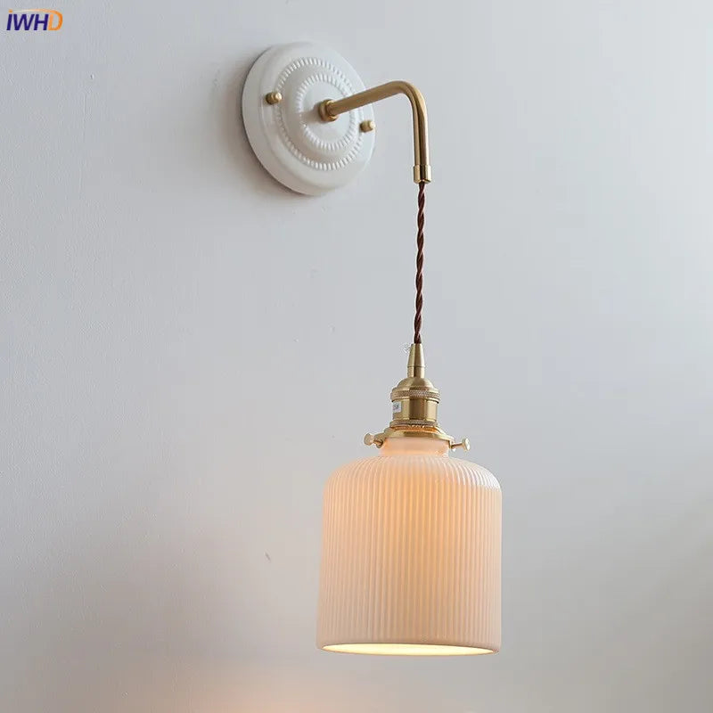 Ceramic Copper LED Bathroom Mirror Light 4W Bulb Switch On The Socket Bedroom Living Room Nordic Modern Wall Lamp Sconce