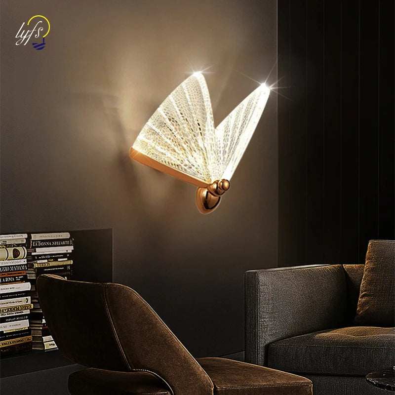 LED Butterfly Wall Lamp Nordic Indoor Lighting Modern Light Bedside Bedroom Christmas Home Decoration Wall Lamps бра настенные