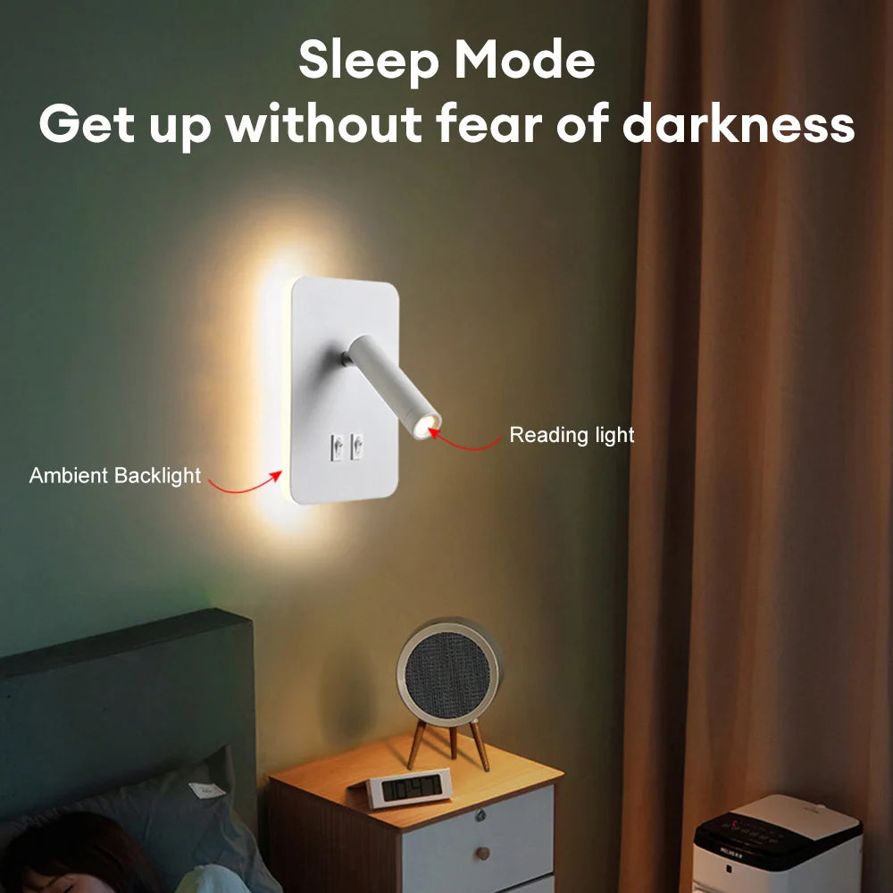 LED Wall Lamp With Switch Modern Black White Bedroom Bedside Art Lighting Decoration Wall Lights 10W backlight Living Room Light