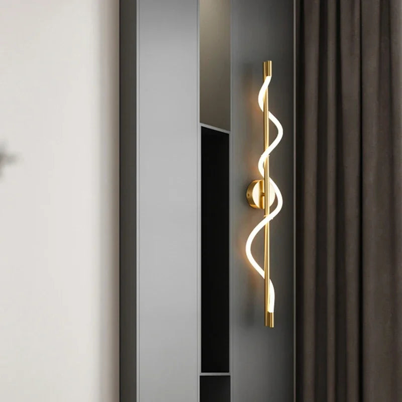 Wall Lamp LED Modern Black/Gold Music Note Spiral Wall Sconce For Bedroom Living Room Study Hallway Stairway Home Decor Lighting