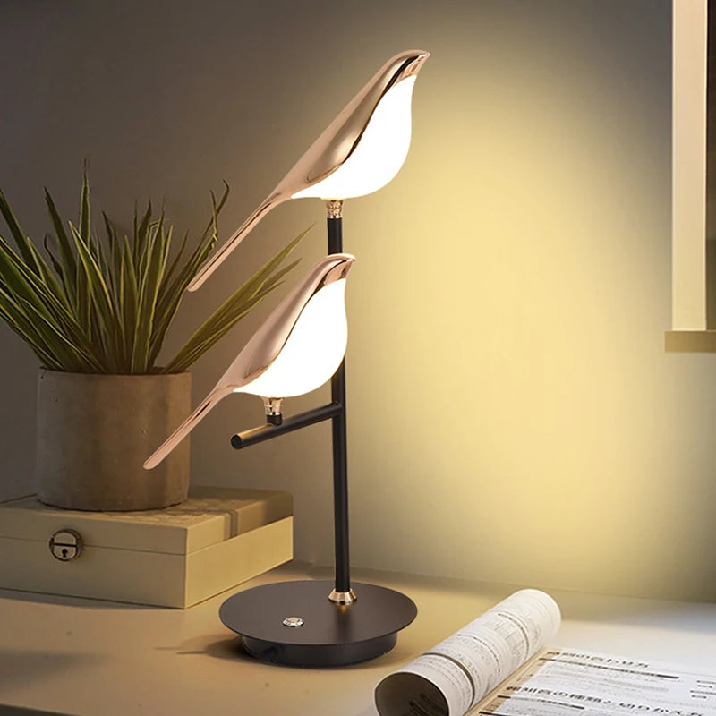 Modern LED table lamp Magpie bird model Reading lamp indoor lighting bedroom bedside living room for home decor desk lights