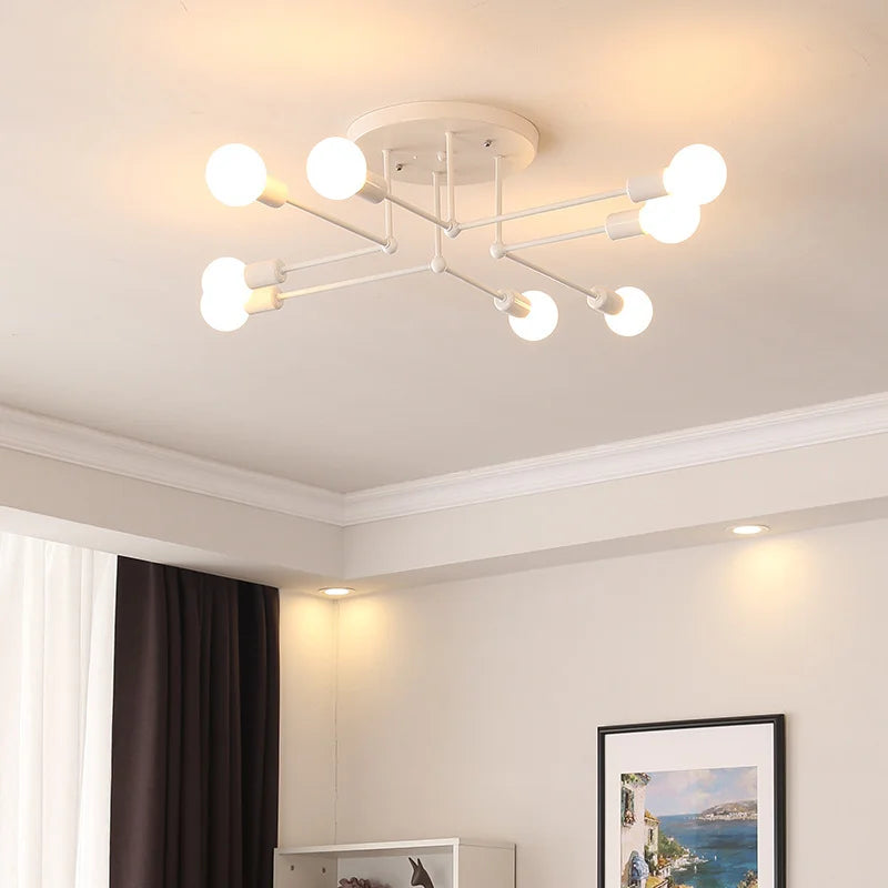 Nordic Creative Ceiling Lamp Minimal Postmodern Iron Lamps Black Gold Bedroom Study Living Room LED Ceiling Lamp