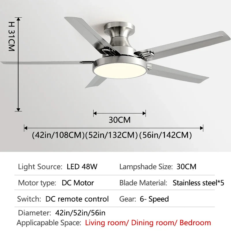 56Inch Fan Llights 2023 Year New Style Low Floor Ceiling Fan Light Living Room Indoor With Fan Chandelier 110V 220V