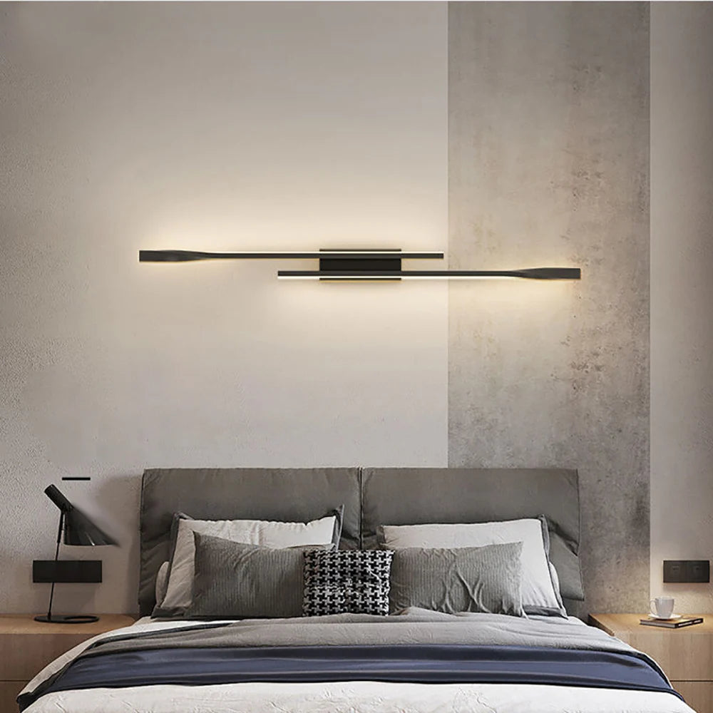 Long strip wall lamp light luxury creative room bedroom bedside lamp simple modern Nordic living room TV wall lamp AC85-265V