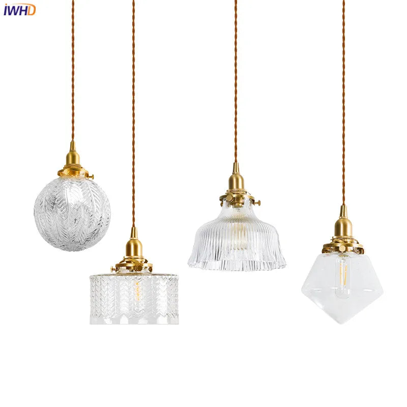 Clear Glass LED Pendant Light Fixtures Home Indoor Decor Bedroom Living Room Copper Nordic Modern Hanging Lamp Luminaria