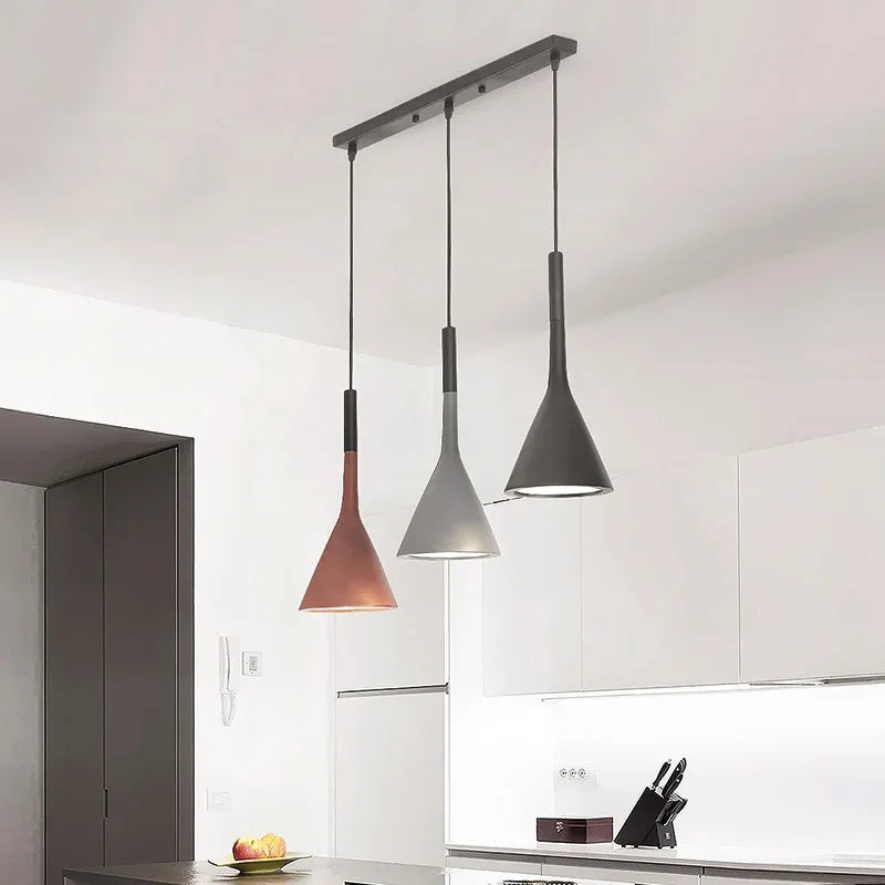 Modern LED Chandeliers Dining Room Home Art Decor 3 Pendant Lights Kitchen Lustres Restaurant Cafe Black Grey E27 Hanging Lamp