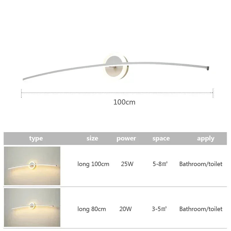 Led Bathroom Light Modern Mirror Wall Lamp For Home Bedroom Bedside Background Wall Mount Light Minimalist Wall Lamps Decoration