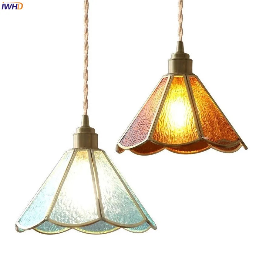 Nordic Modern Glass LED Pendant Lamp Beside Aisle Bedroom Dinning Living Room Light Vintage Copper Hanglamp Pendente Edison